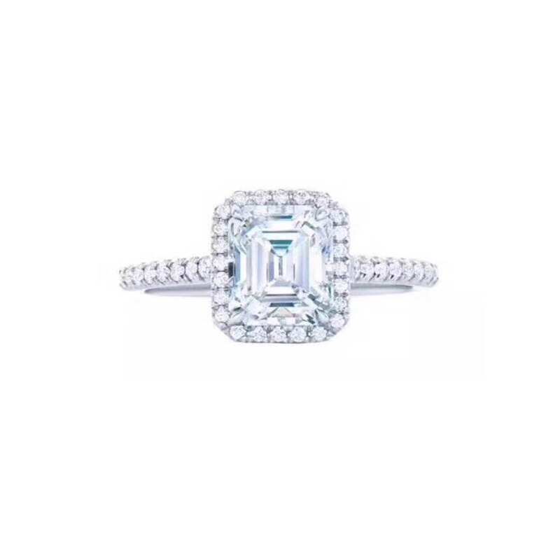 Romantisk luksus firkantet zirkon ring s925 sterling sølv smykker original high-end valentinsdag – Grandado