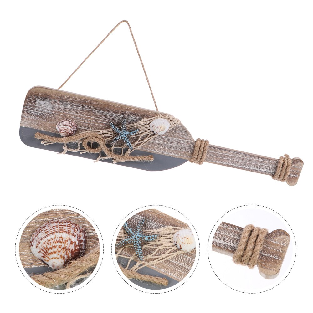 Mediterranean Style Wooden Oar Hanging Decor Retro Hanging Pendant for Home