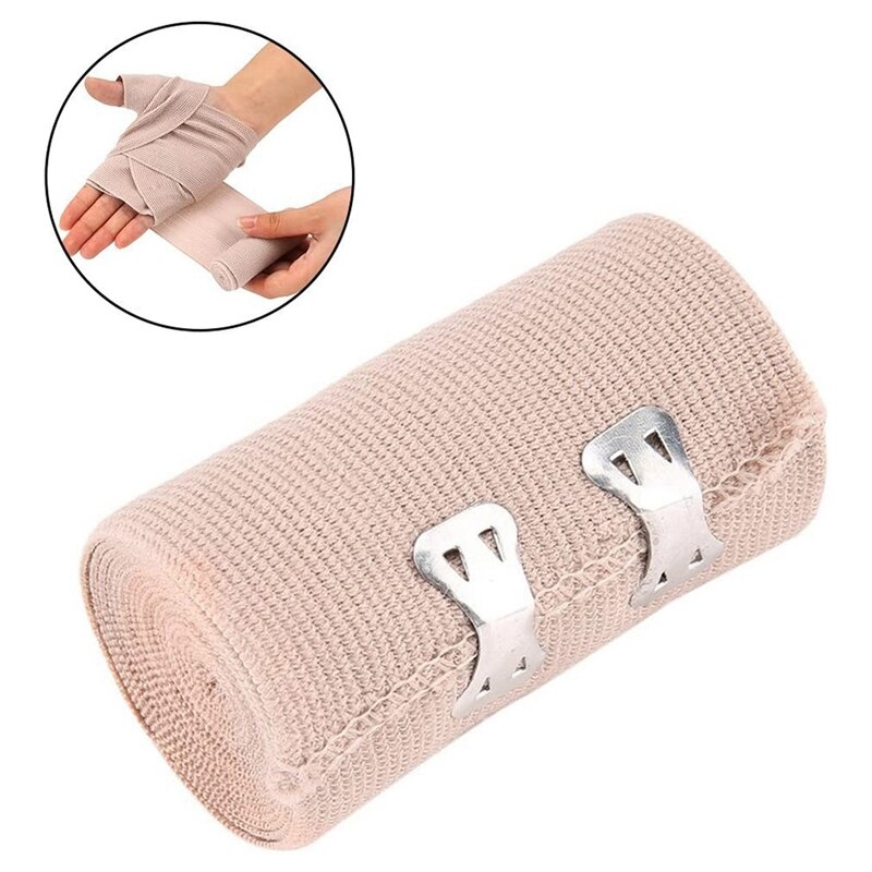 Rollo de envoltura de vendaje elástico de 4 piezas, envoltura de compresión de 4,5 M X 10Cm con Clips de Metal adicionales para soporte de tobillo