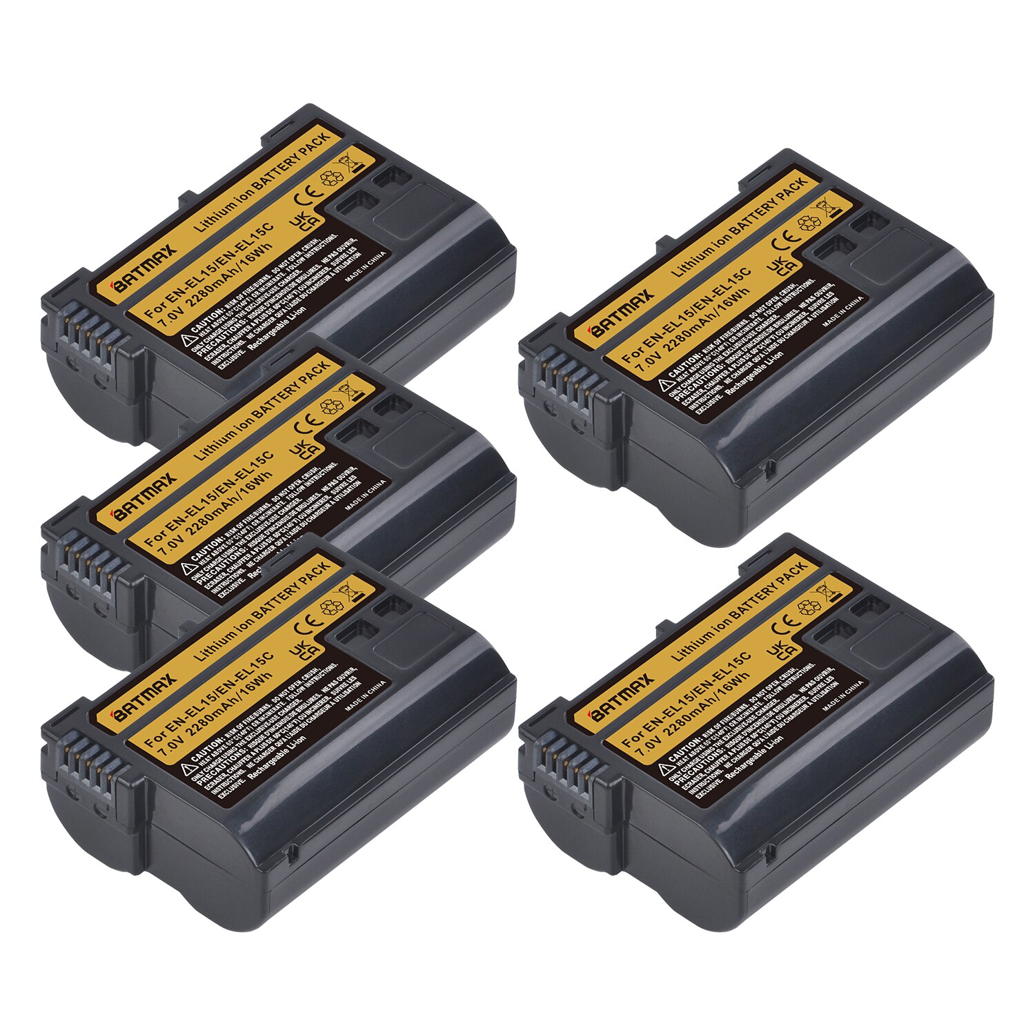 Batmax 2280mAh EN-EL15C EN-EL15 EN-EL15A Batterie für Nikon Z5,Z6,Z6 II,Z7,Z7II, d7000, D7100,D7200,D850,D750,D7500,D810,D500,D800: 5 battery