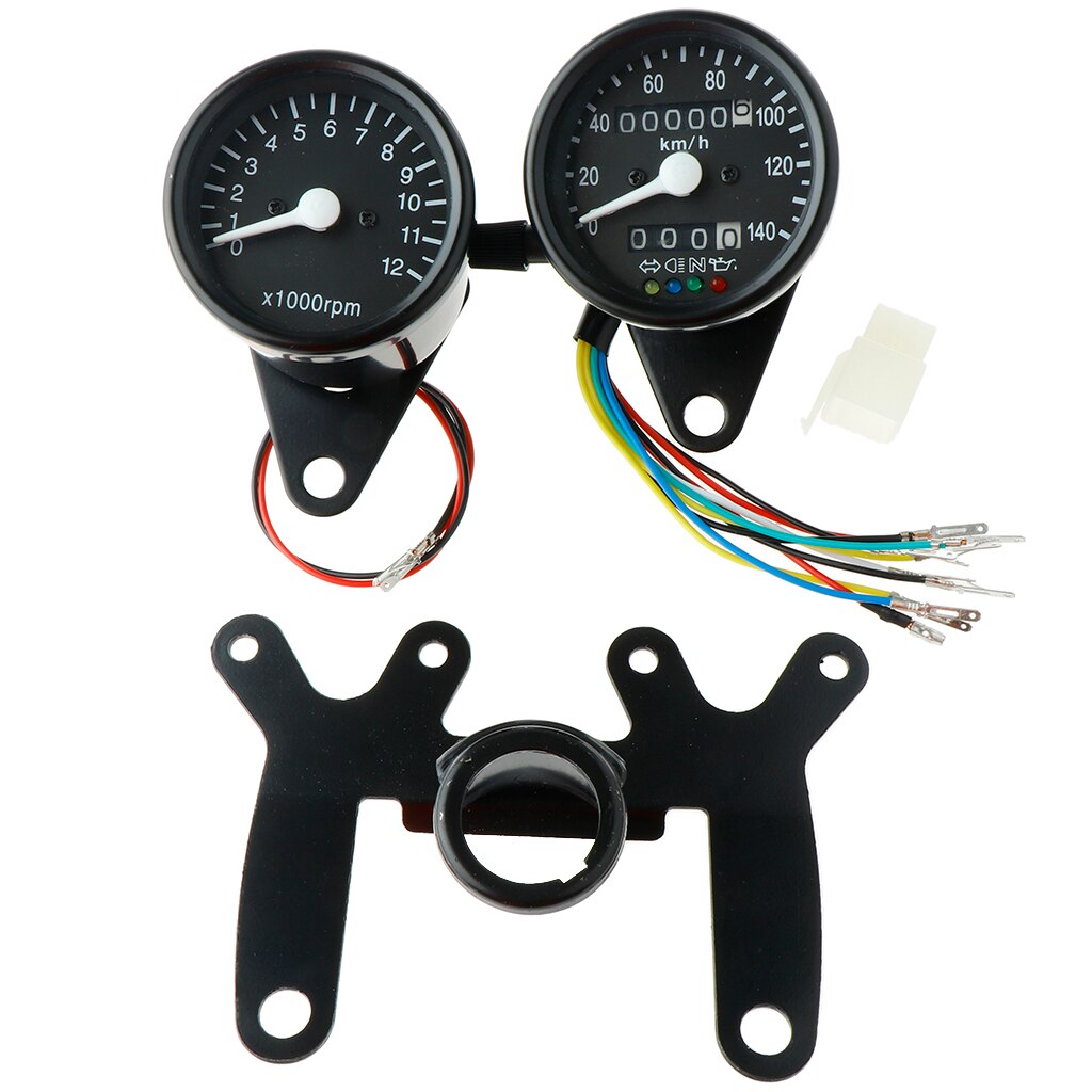 Speedometer & omdrejningstæller med beslag universal til motorcykel motorcykel