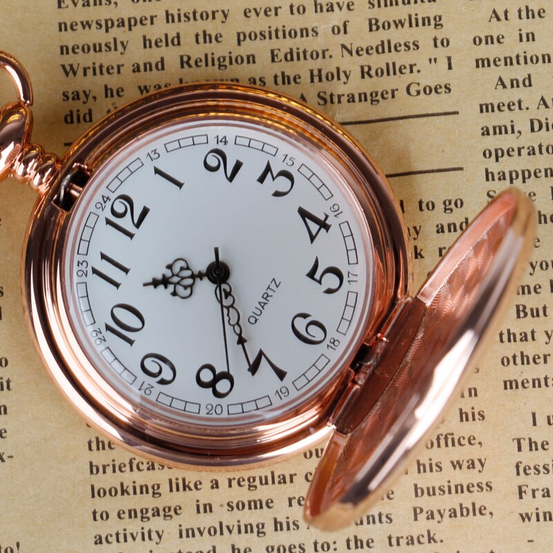 Case Quartz Pocket Watch Chain Stainless Steel Smooth Face Classic Pocket Watches For Men Women