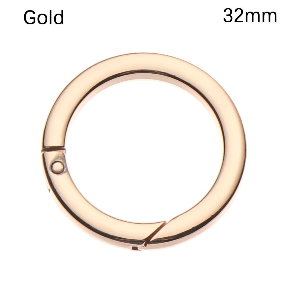 Black gold silver Round Push Trigger Snap Clasp Clip Carabiner Purses Handbags Bag Belt Buckle Spring O-Ring Buckles: Gold-32mm