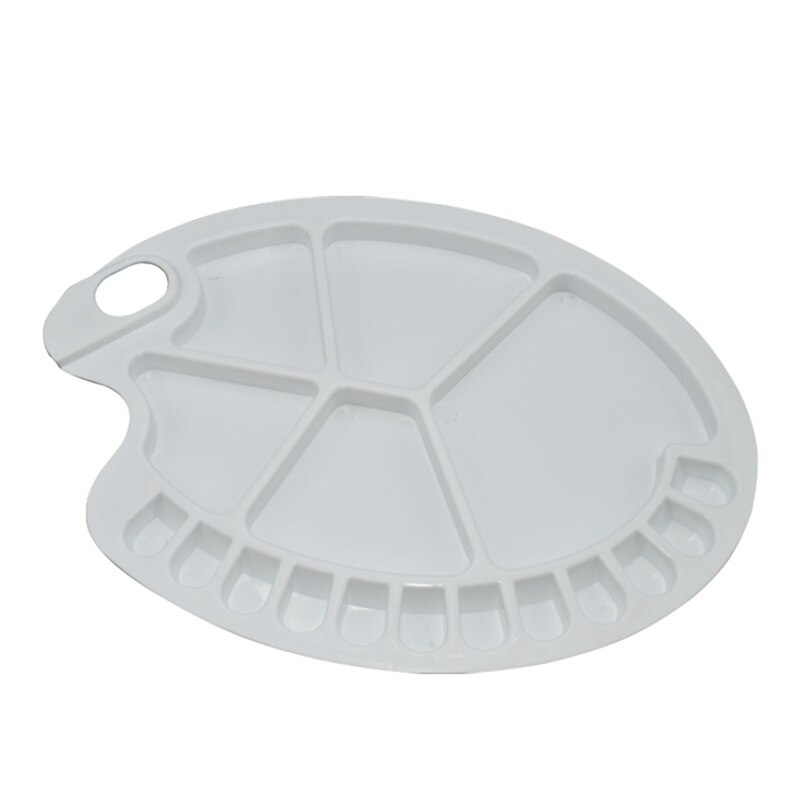 Plastic Painting Oil Paint Palette Watercolor Drawing 17 Wells Tray Art Oval Color Mixing Tool: Default Title