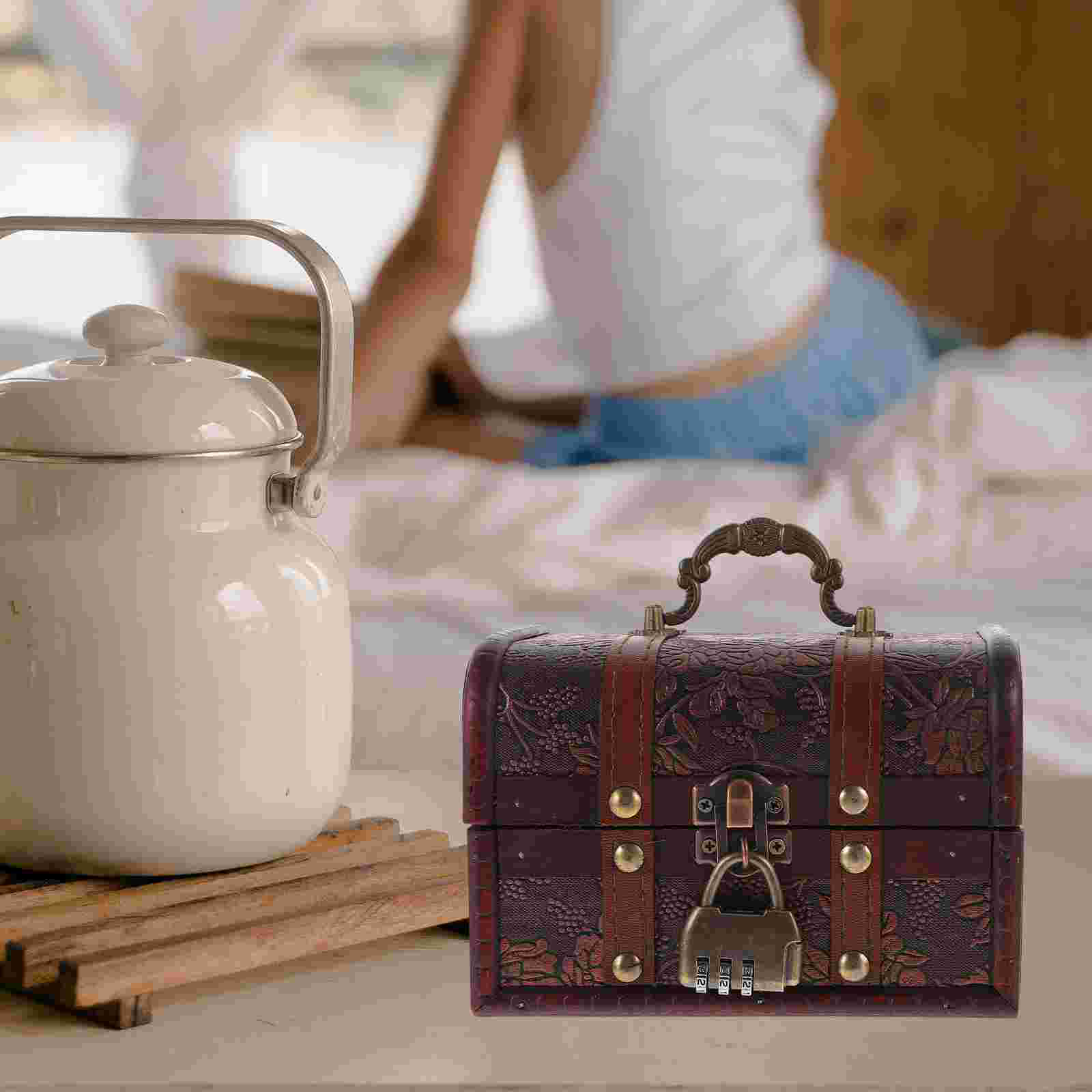 Pirate Treasure Chest Jewelry Jewelrybox Trinket Boxes Vintage Wood with Lock Bridegroom