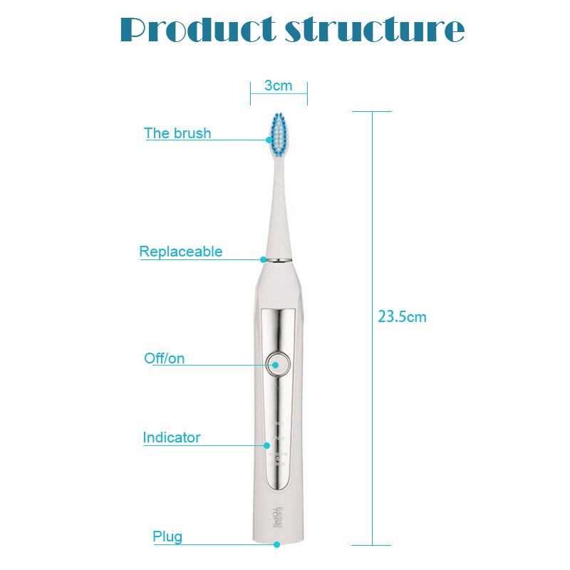Kemei ultrasonic electric toothbrush rechargeable toothbrush for adults sonic teeth brush wave washable