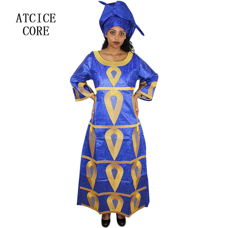 Afrikaanse jurk voor vrouw bazin riche borduurwerk lange jurk met sjaal