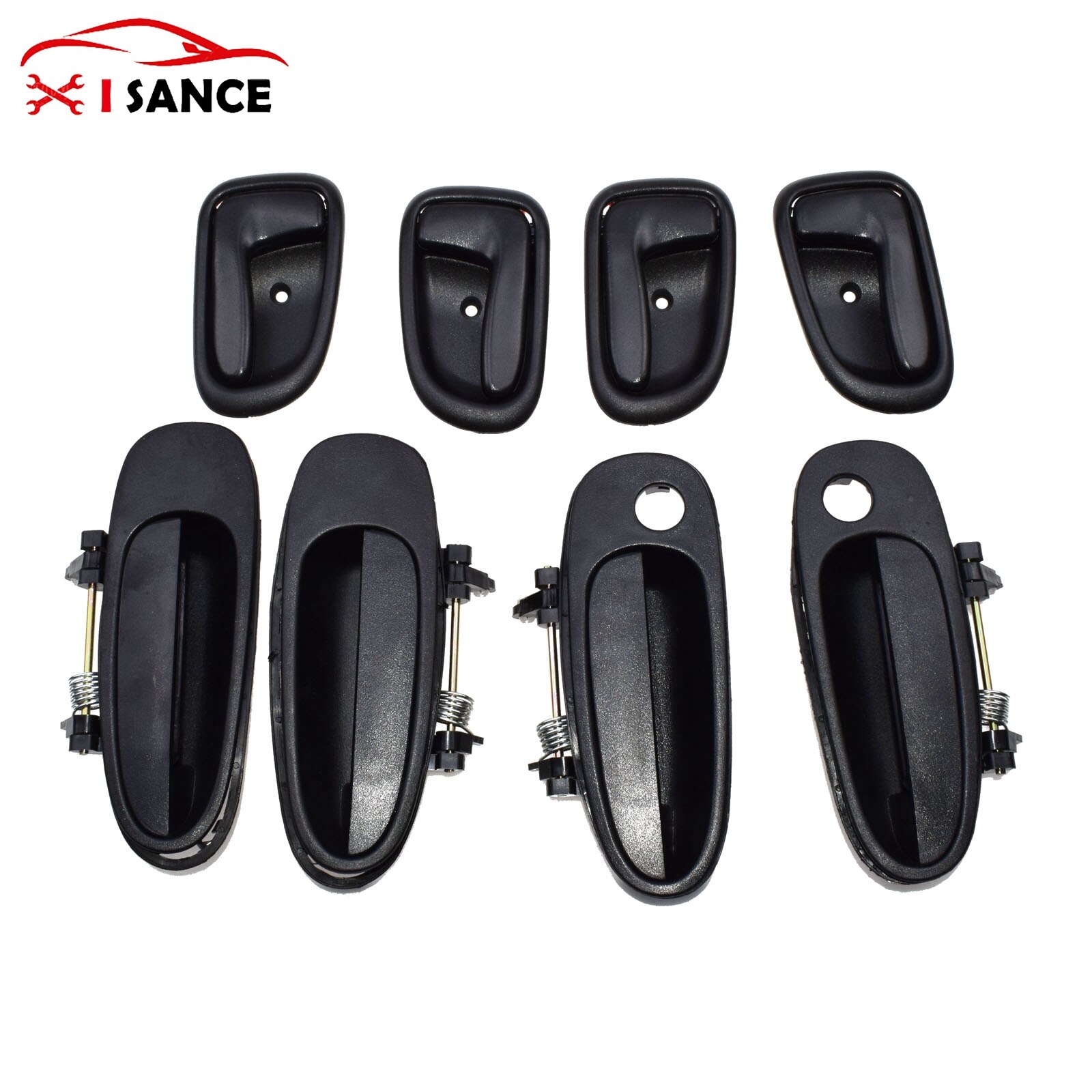 Inside Outside Door Handle Front Rear Left Right For Toyota Corolla Geo Prizm 1993-1997 69220-12160,69210-12160,69206-12130: Black Inner Outer