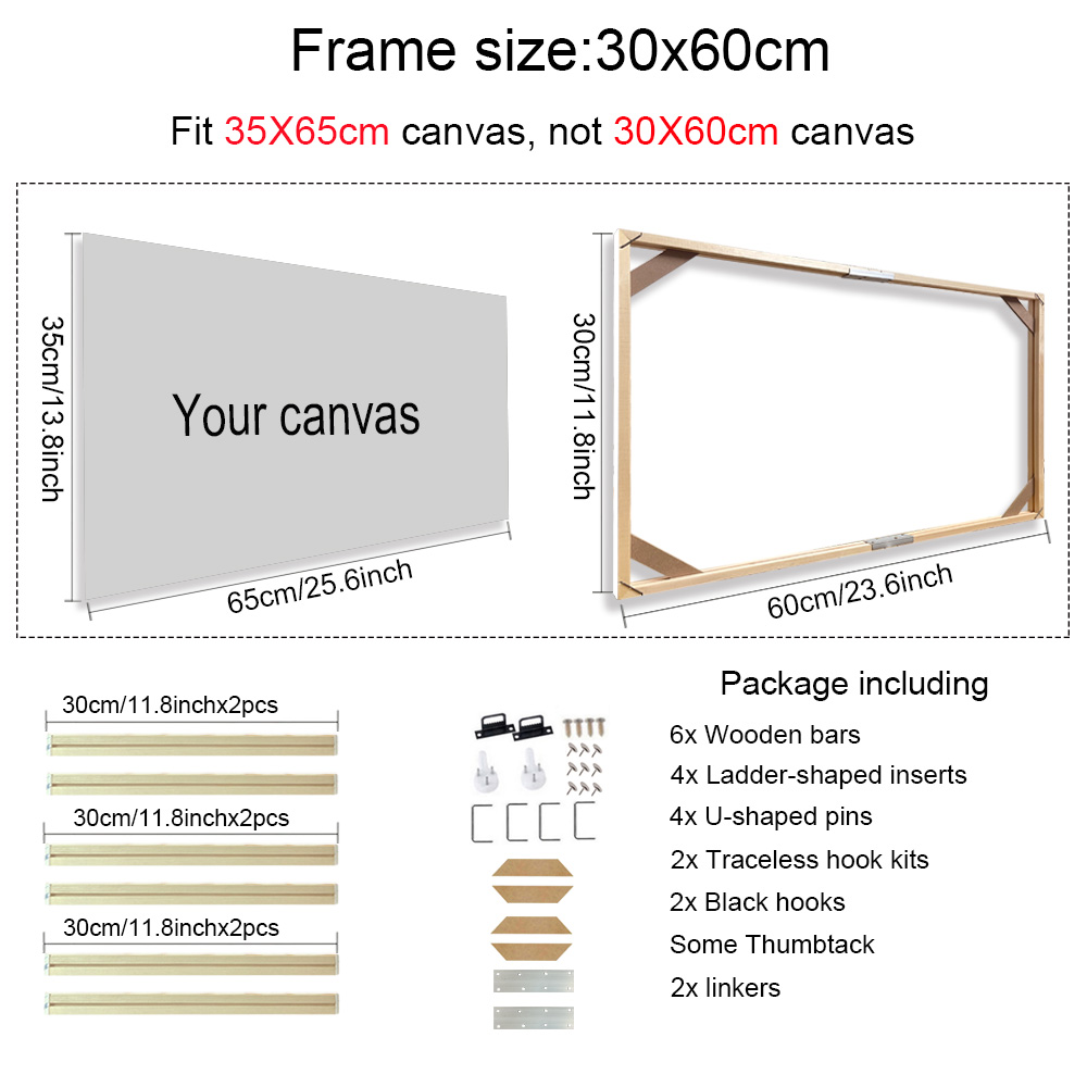 30x60 40x80 50x100cm Wooden Canvas Frame Frames Wooden Photo Oil Painting Canvas Diamond Painting Frames Canvas Wood Frame Wall: Yellow