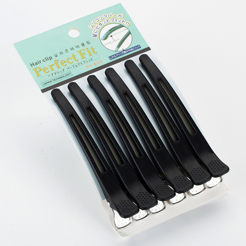 6Pcs Alligator Hair Clips Pro Salon Hairdressing Clamps Clips Rubber Hair Sectioning Clip Crocodile Hairpin Styling Accessories: black