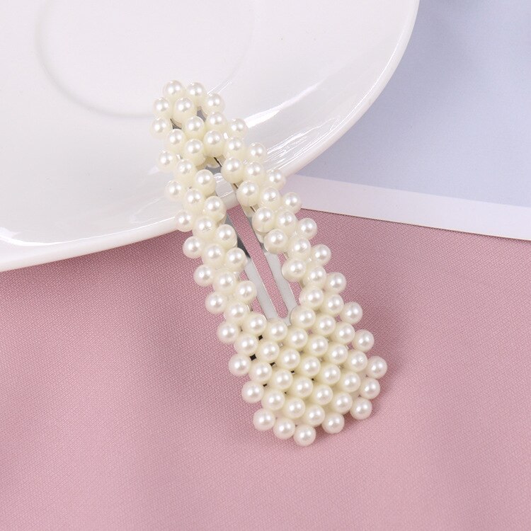 Clip de perla para el cabello para mujer, pasador de pelo con forma de corazón, horquilla de ajuste, , Accesorios para peinados,: Water hollow