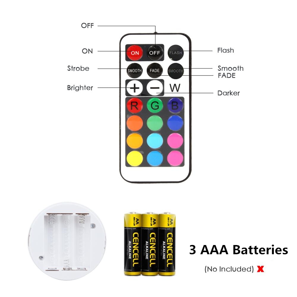 LED Under Cabinet Light RGB 12 Colors Touch Dimmable Night Puck Lamp Stair Hallway Kitchen Cupboard Wardrobe Wireless