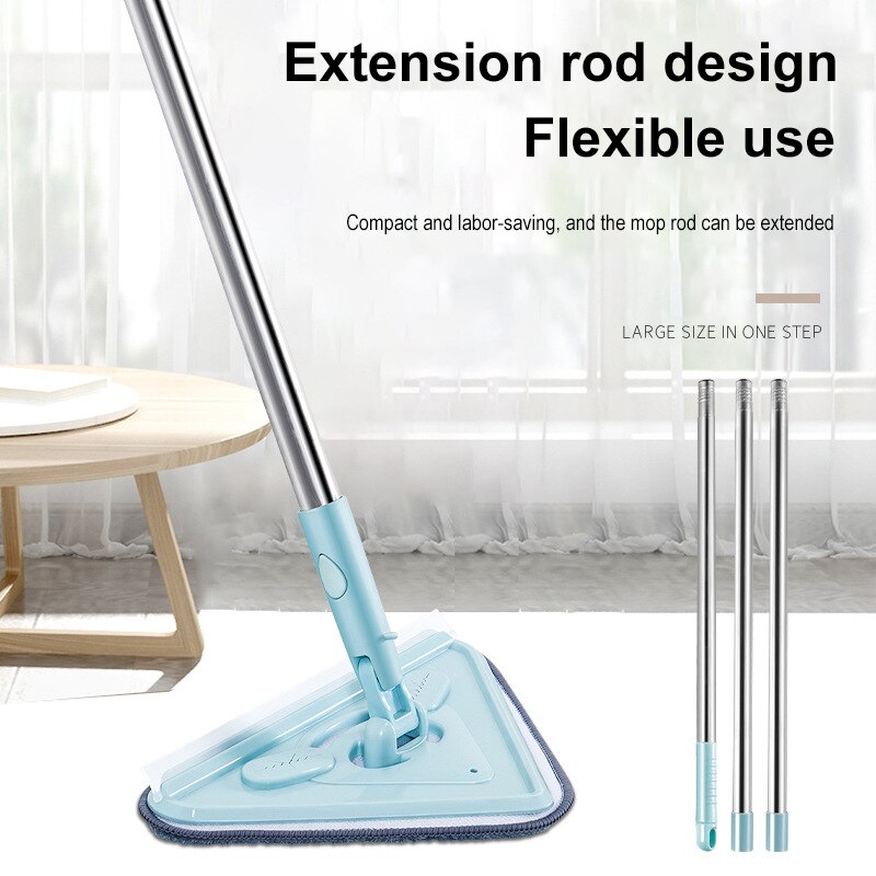 Mop Intrekbare Schoonmaken Glas Cleane Ultrafijne Vezels Installatie Opslag Cleaning Dust Mop Roterende Driehoek Mop