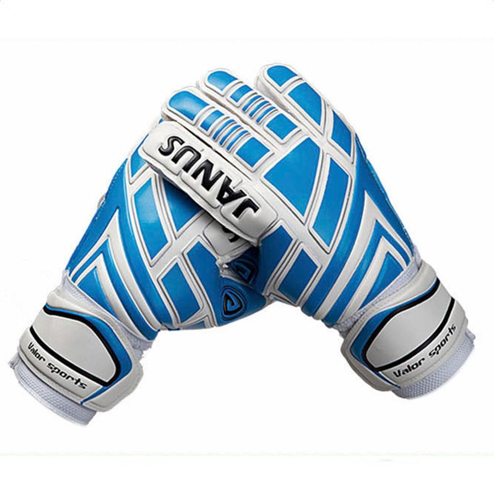 Outdoor Children Adult Latex Thickened Soccer Goalkeeper Gloves With Finger Protect: Blue White / Size 8