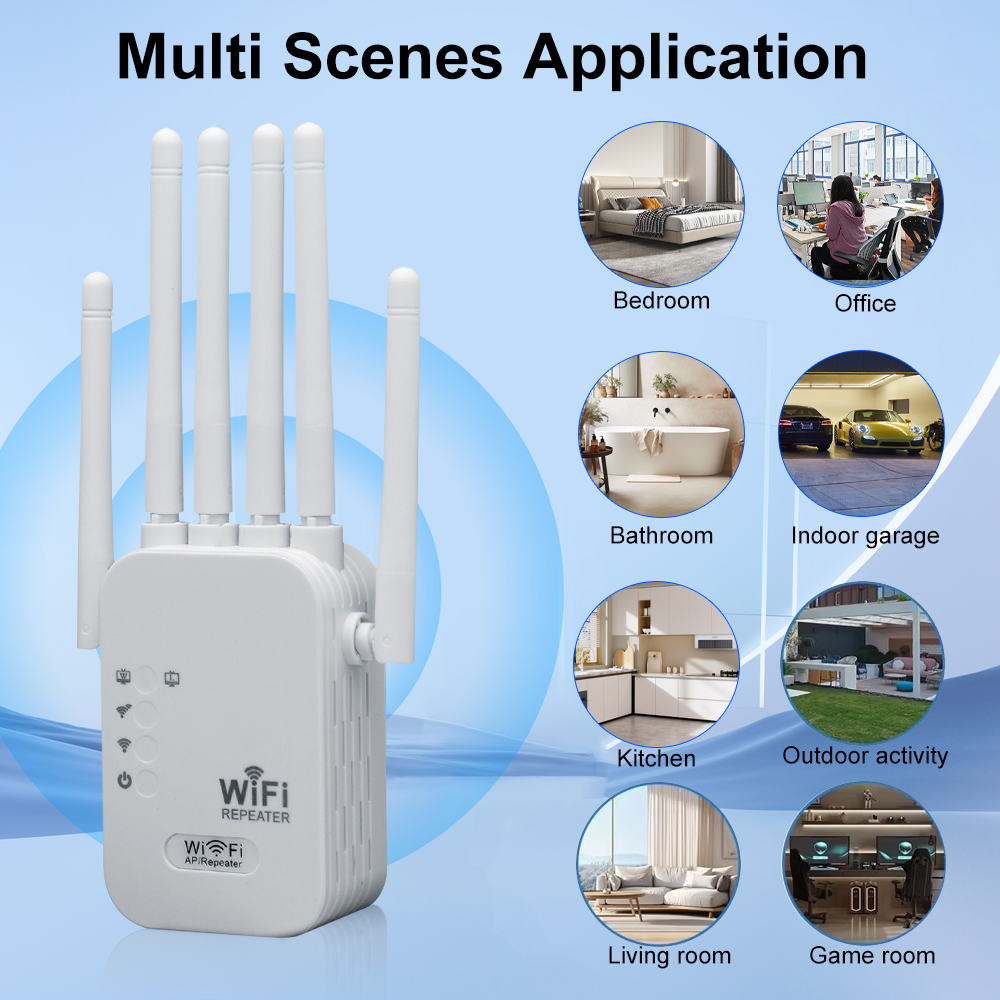 Dwuzakresowy wzmacniacz sygnału WiFi 1200 mb/s bezprzewodowy wzmacniacz sygnału Extender 2.4 GHz/5 GHz wzmacniacz sieci domowej i małego biura