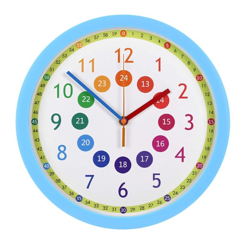 Mute Wall Clock Simple Style Cartoon Digital Wall Clock Nursery Decor T5EC: BL