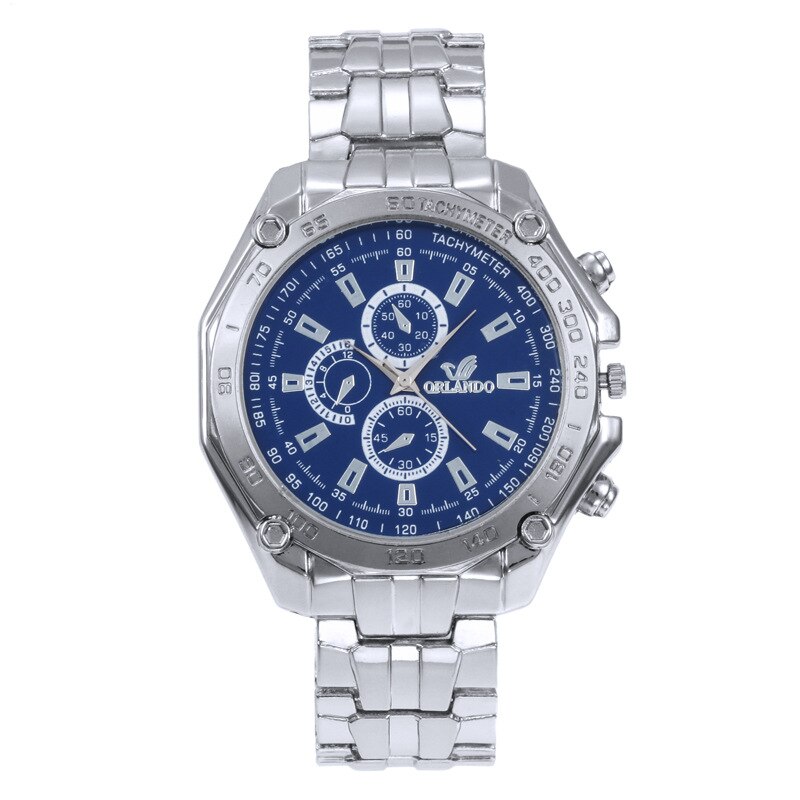 Reloj LOLIA de cuarzo dorado, reloj de pulsera de acero inoxidable para hombre, vestido clásico, relojes de negocios para hombre: Blue
