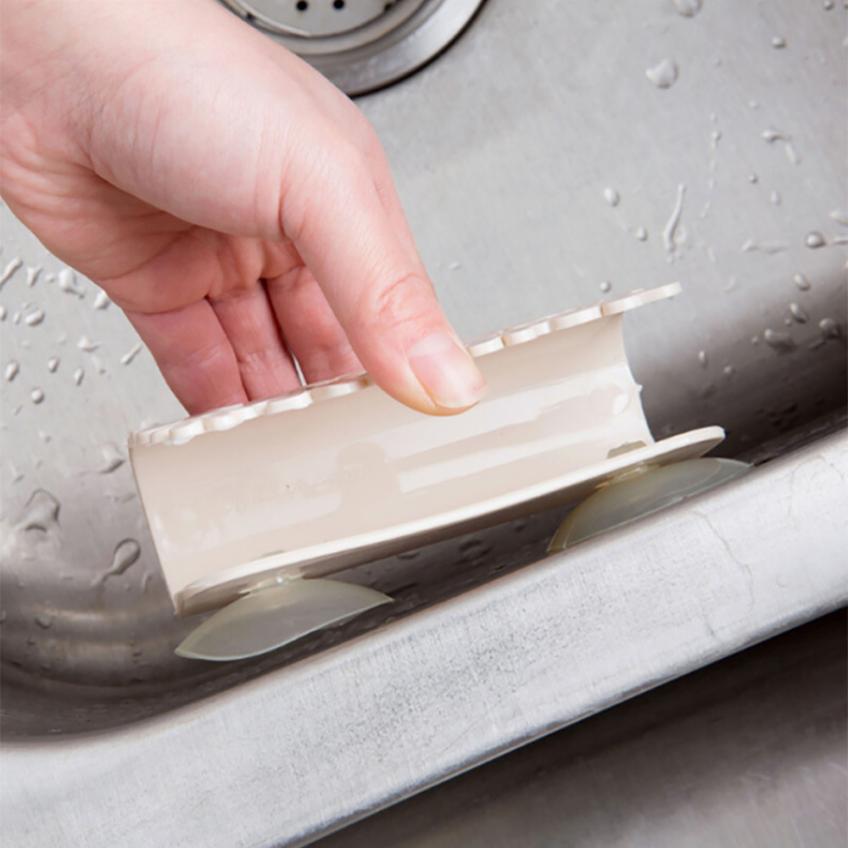 Køkkenvask sugesvampeholder skrubber sæbe opbevaringsstativ sugekop svampeholder køkken badeværelse tørrestativ