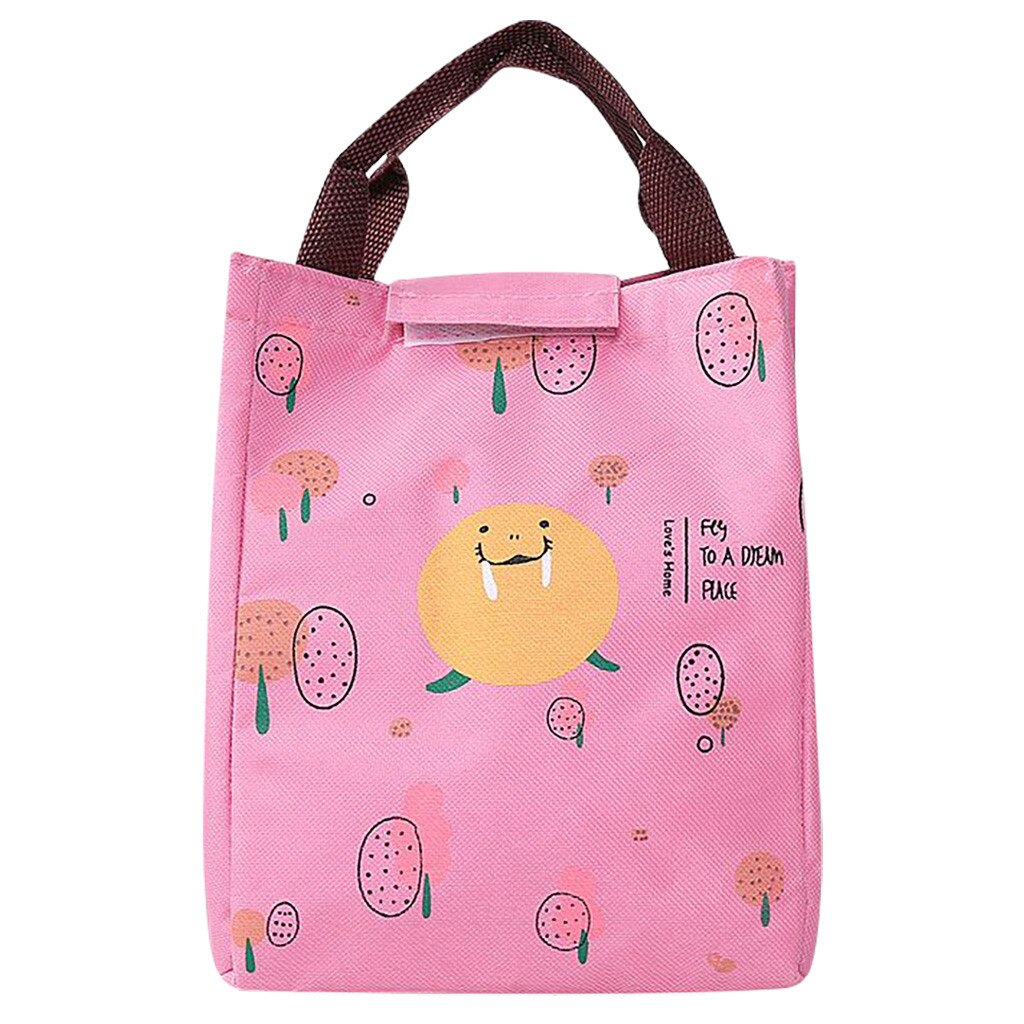 Tragbare Mittagessen Tasche Niedlichen Karikatur Tote Picknick Isolierte Kühler Lebensmittel Taschen Reißverschluss Organizer Mittagessen Kasten Frauen Mädchen Schule Lebensmittel Taschen: F