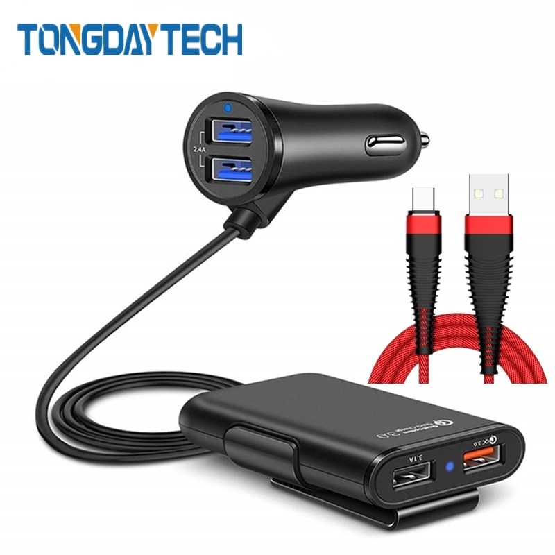 Tongdaytech Autolader USB Snel Opladen 3.0 Voor Iphone X 7 Mobiele Telefoon Snellader In Auto Chargeur Voor Samsung xiaomi Cargado