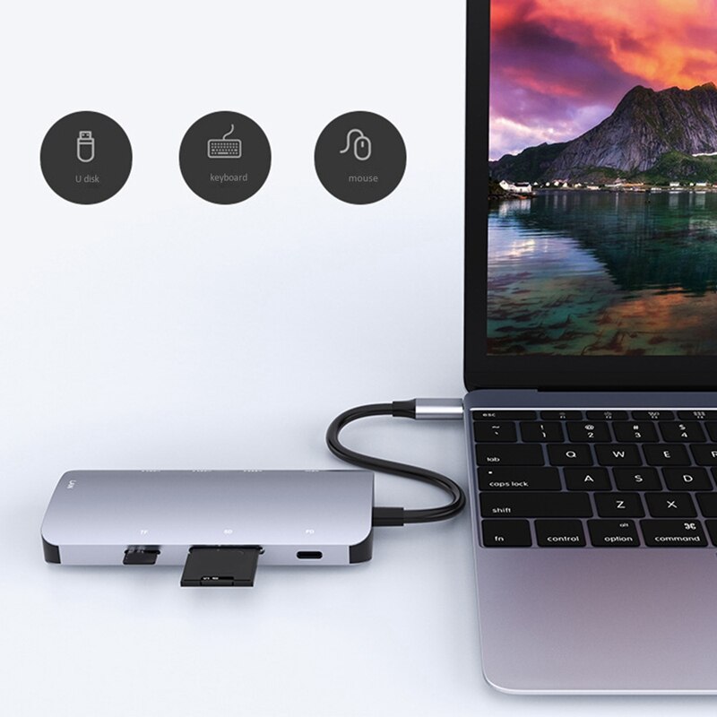 Type-C Docking Station 8-In-1 with Hub Usb-C to HDMI Docking Station PD Charging: Default Title