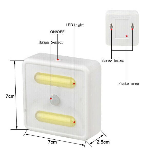 LED Human Motion Sensor Light Wireless Night Cabinet Indoor Kitchen Wall Lamp