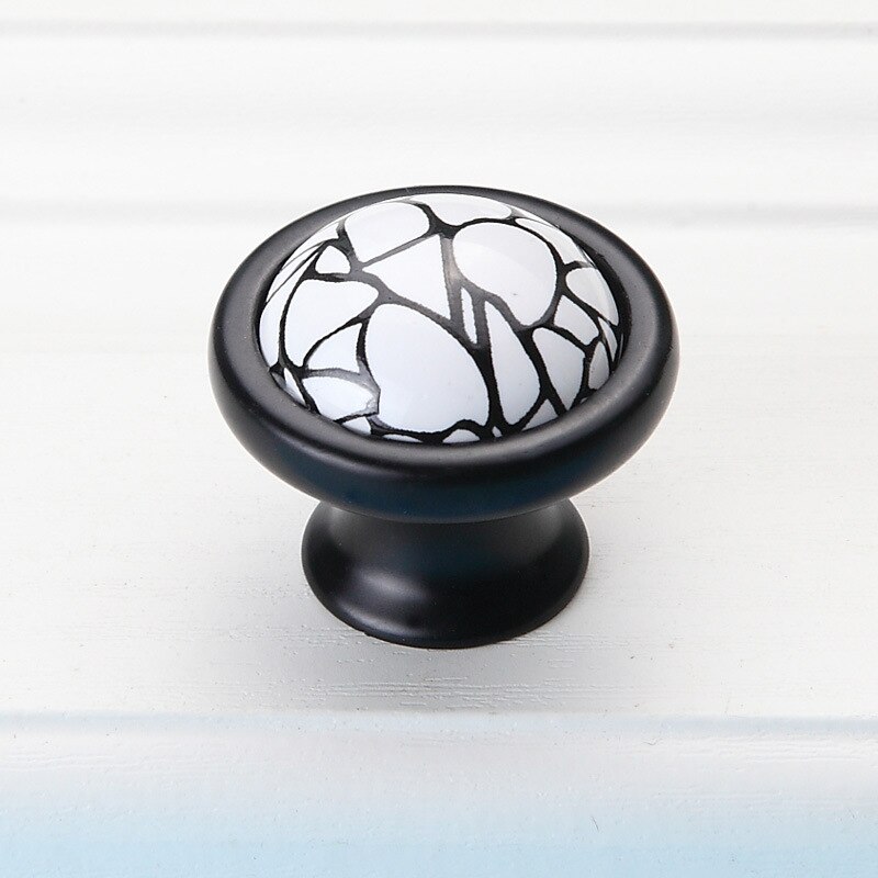 Black/White Ceramic Furniture Handle American Style Simple Kitchen Cabinet Handle Wardrobe Round Drawer Knob