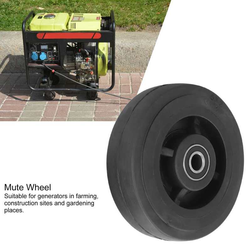 2Pcs 6in Rubber Mute Tire Wheel Gasoline Generator Wheels Replacement for Agriculture Garden Accessory