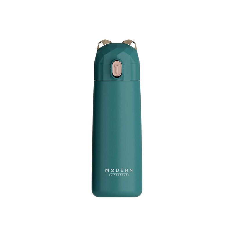 Termo de acero inoxidable de doble pared, bonito termo para café, té, leche, Taza de Viaje, termos, botella de , taza con aislamiento térmico para mujeres: green