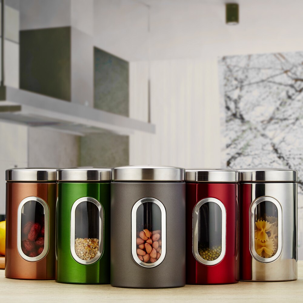 3Stck Edelstahl Tee Panzer Kaffee Zucker Lagerung Kanister Gläser Töpfe Küche Lebensmittel Behälter für Getreide Muttern Dosen Kasten bottels