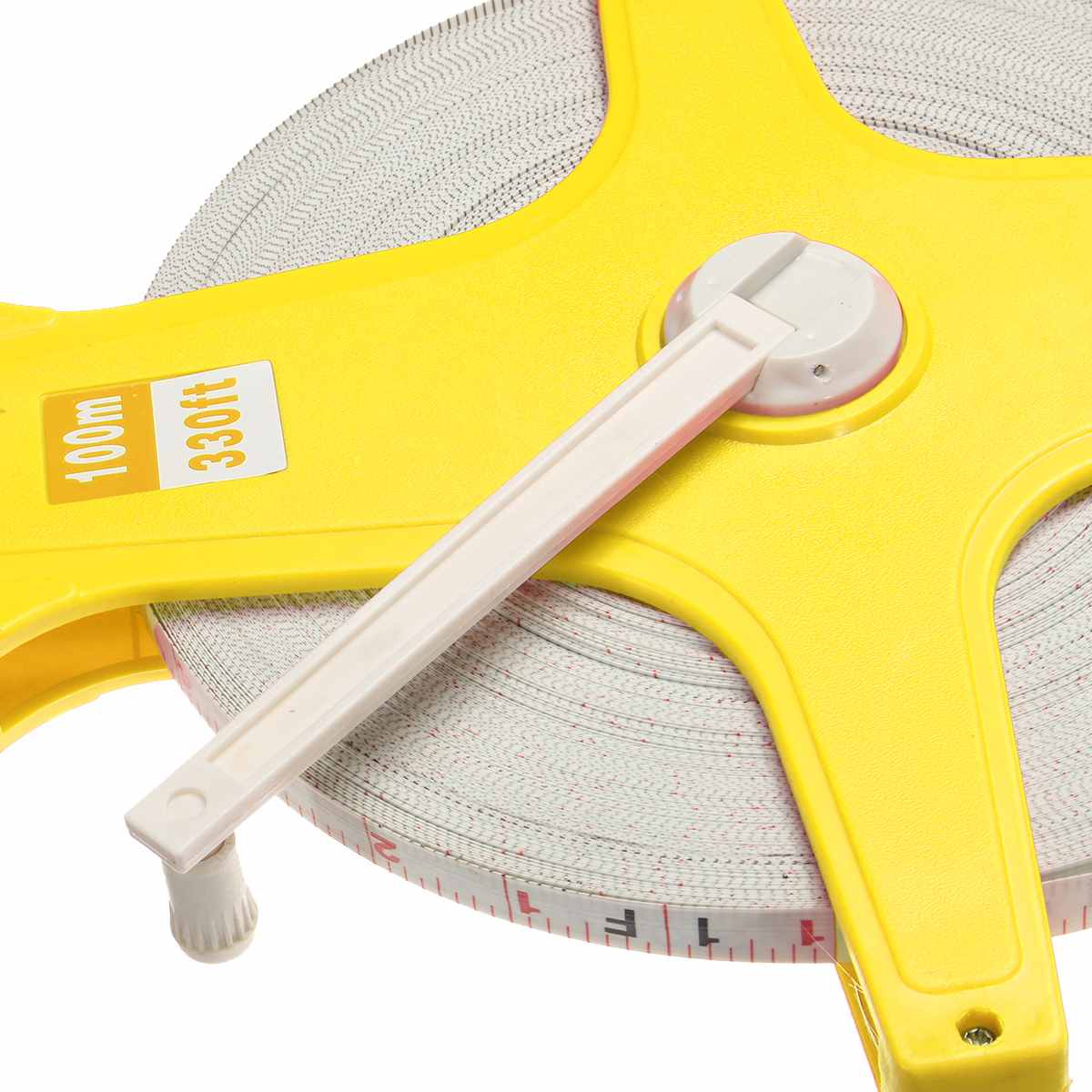 Durable 100M Fiberglass Open Reel Measuring Survey Tape Metric Imperial Measure