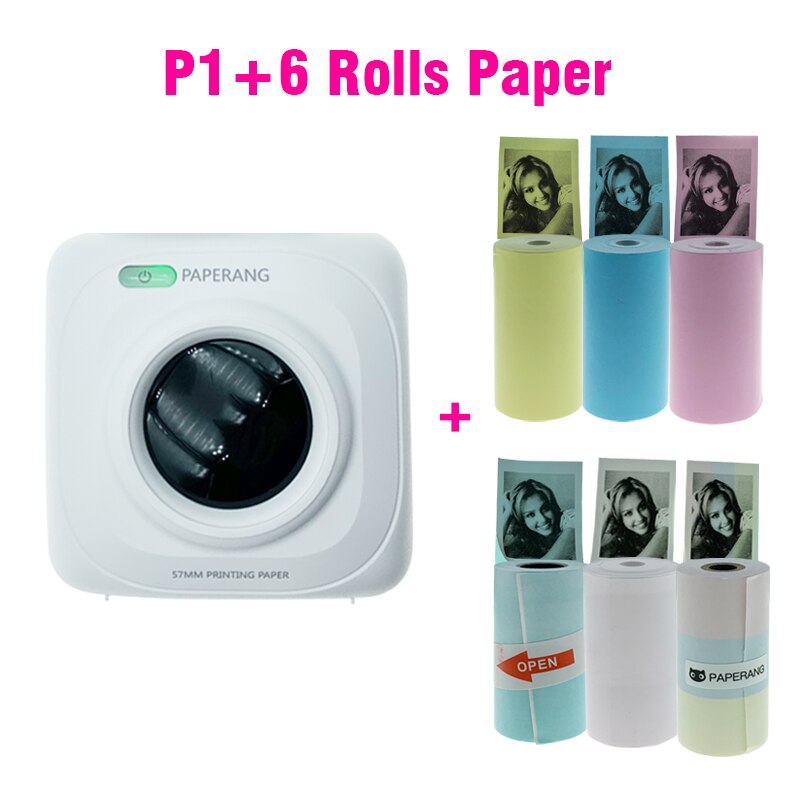 Paperang – mini-imprimante photo thermique Portable P1, bluetooth, USB, pour téléphone Android et iOS: P1 6 Rolls paper