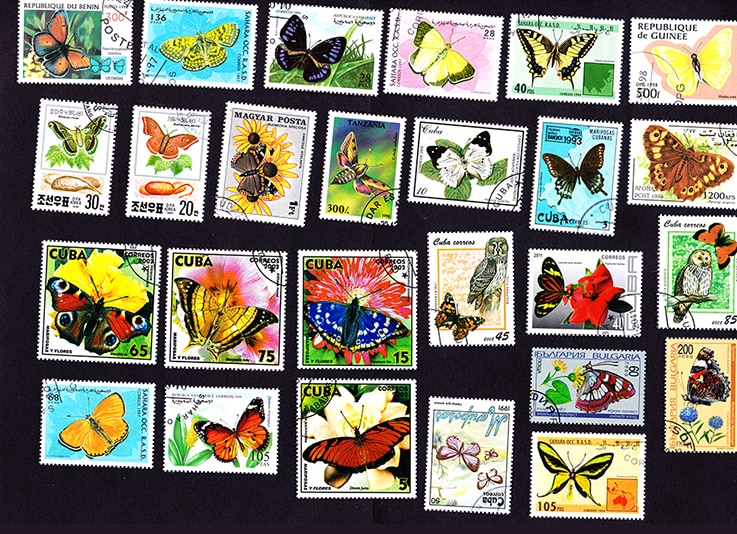 50 Stks/partij Vlinder Alle Verschillende Uit Vele Landen Geen Herhaling Ongebruikte Postzegels Voor Verzamelen
