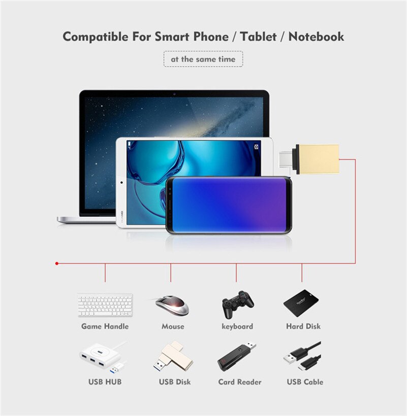 Adaptateur USB type-c vers USB, convertisseur OTG pour xiaomi mi 9 8 se lite pro A2 Pocophone F1 MIX 3 2S MAX 3 black shark Redmi note 7