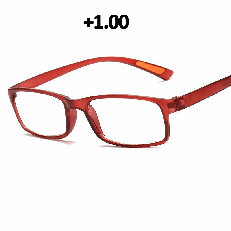 Seedfly  tr90 ultralichte leesbril voor dames, flexibele presbyopiebril, dioptrie 1.0, 1.5 2.5 4.0, heren, zwart, hyperopiebril: Rood 100