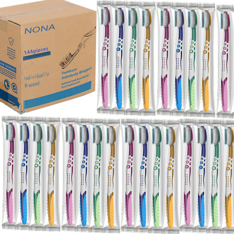 144 cepillos de dientes empaquetados individualmente, cepillos de dientes desechables a granel, cerdas suaves, perfectos para viajes, hoteles, donos.