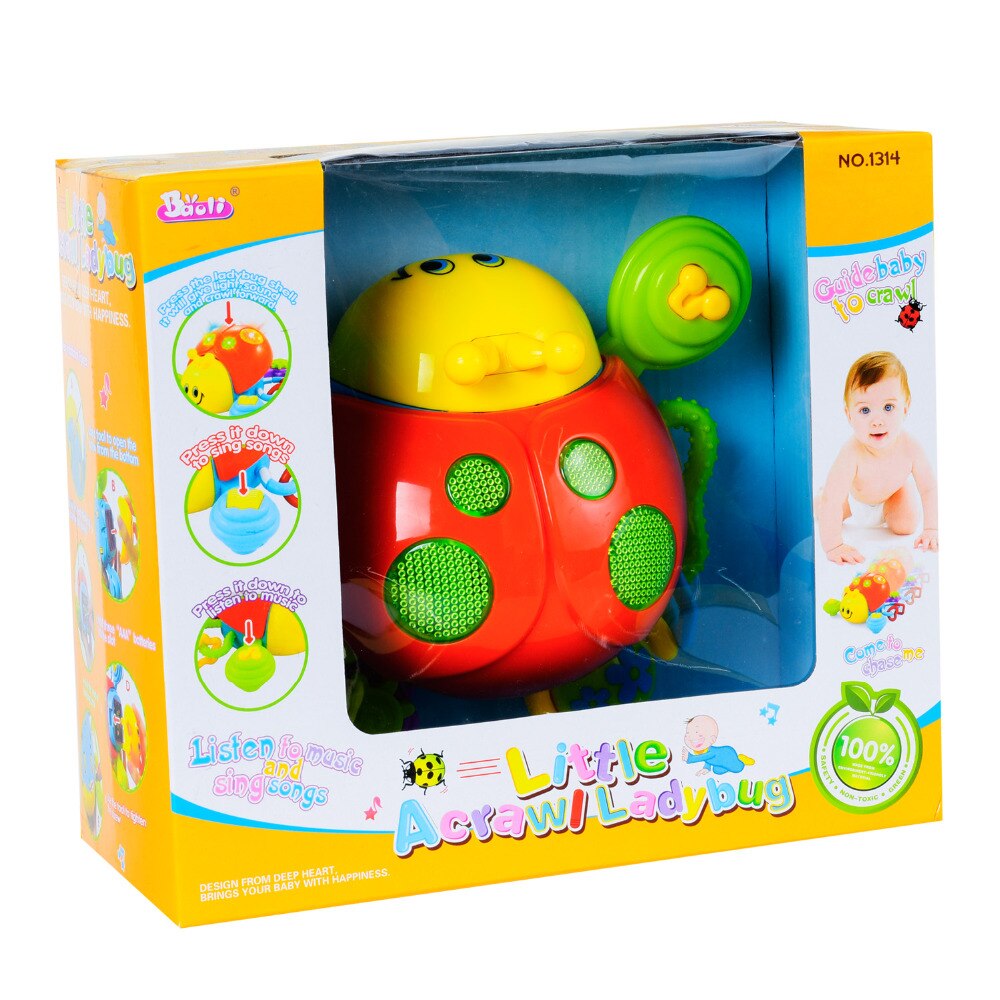 Bebé juguetes bebé gatear juguetes de mariquita de juguete mariquita con música y Luz Juguetes Educativos de aprendizaje para niños