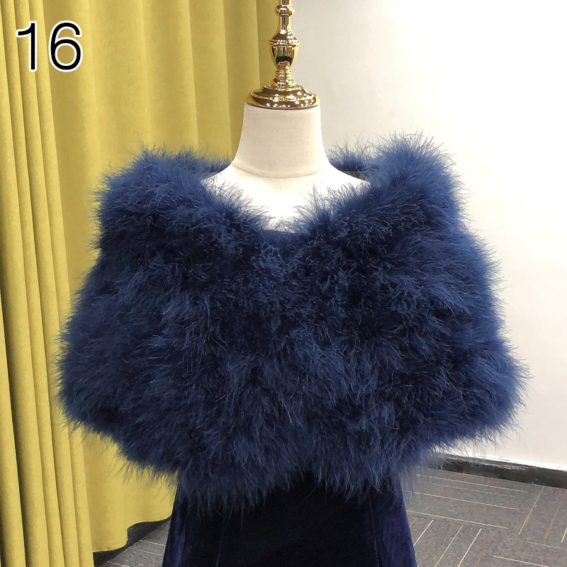 Chales de piel de Color liso, abrigos elegantes de plumas de avestruz blancos, Boleros de piel para boda, chales nupciales, chaquetas para vestidos de noche: Azul marino