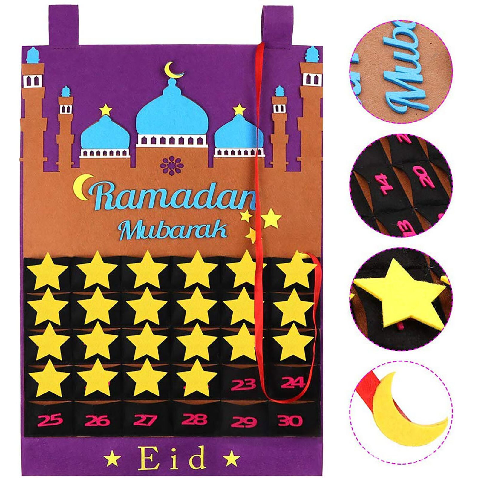 30 Day Ramadan Mubarak Advent Calendar Hanging Felt Countdown Calendar For Kids Ramadan Decorations Eid 2021party Supplies