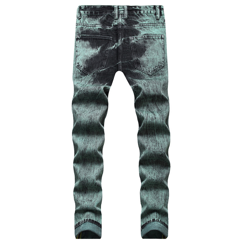 Jean Denim Y2K pour hommes, pantalon droit déchiré avec trous, noir, vert