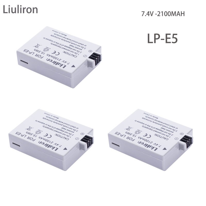 2x batterie LP-E5 LP E5 LPE5 batterie pour Canon EOS 450D 500D 1000D KISS X2 X3 F rebelle XS XSi T1i accessoires pour appareil photo: 3battery