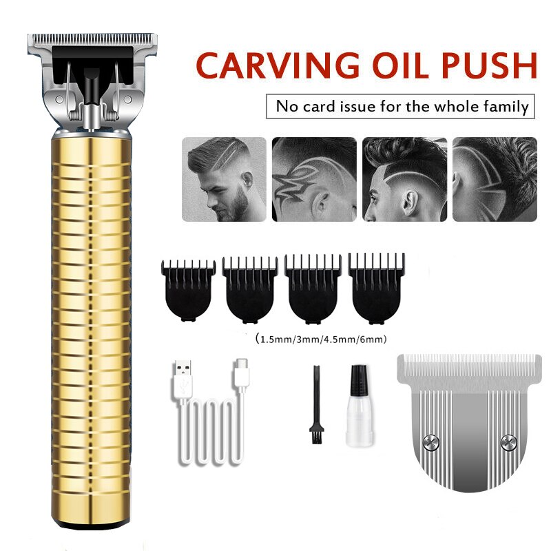 Electric Pro T-Outliner Cordless Trimmer Wireless Portable Hair Clipper Set: Gold