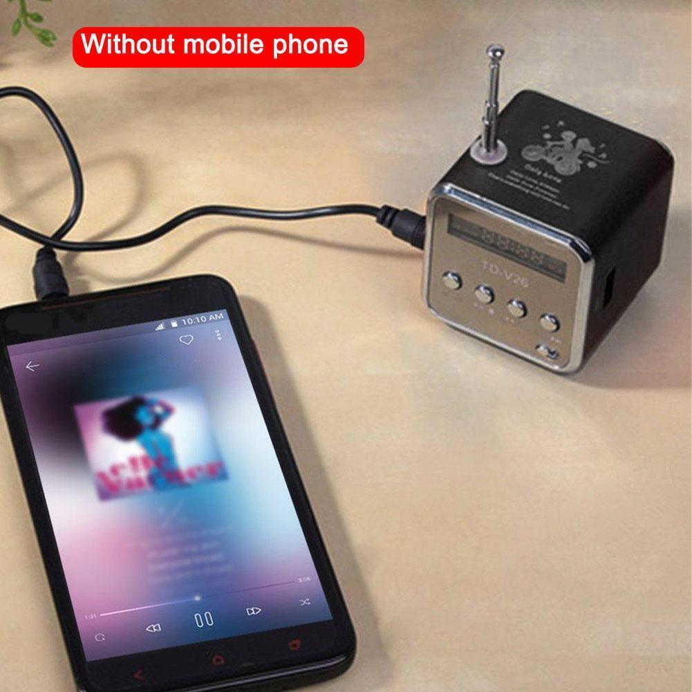 Tragbares mini-td- -v26- digitalradio mit lautsprecher, zweikanal-lautsprecherkarte, stereo-sd/tf-disk, u/micro  n9 x 3
