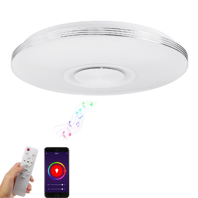 80W Muziek Plafondlamp Lamp Rgb Led Inbouw Ronde Muziek App Bluetooth Speaker Smart Plafondlamp Met Afstandsbediening controle