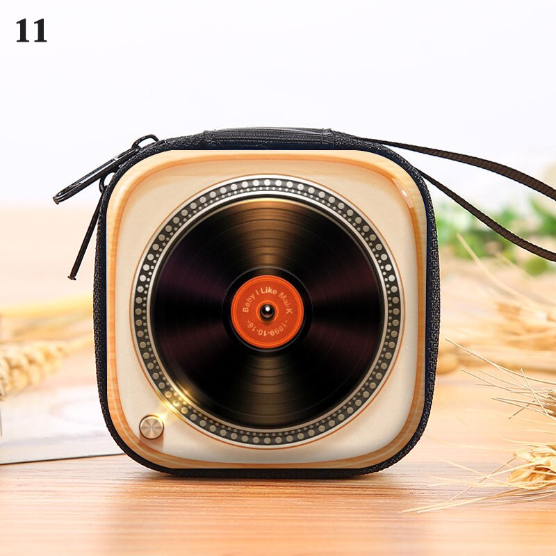 Retro Record Tape Pattern Tinplate Coin Purse Key Case Headphone Bag Coin Purse Storage Box Earphone Pocket Arrivals: 11