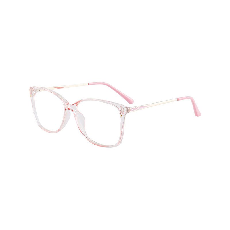Gafas de montura completa TR90 para mujer, anteojos de cara delgada con forma cuadrada Retro, con luz azul, para Miopía: Rosa