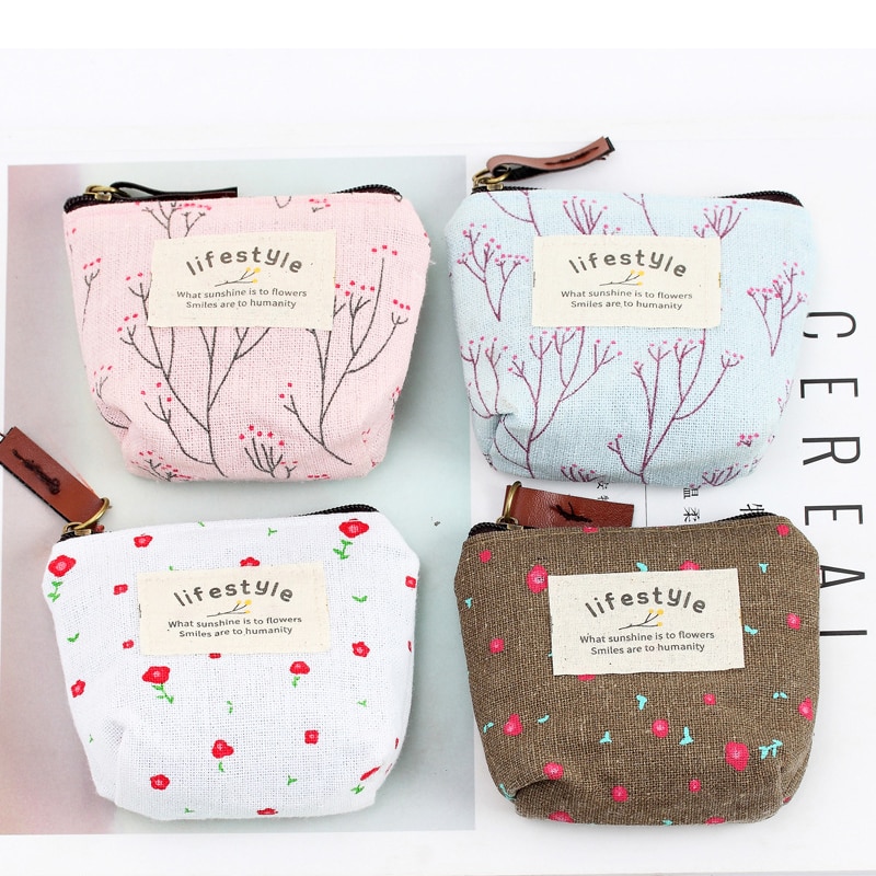 Newest Coin Purses Popular Women Floral Pattern Coin Purse Zip Bag Child Girls Boys Mini Wallet Portable Handbag Zipper Canvas