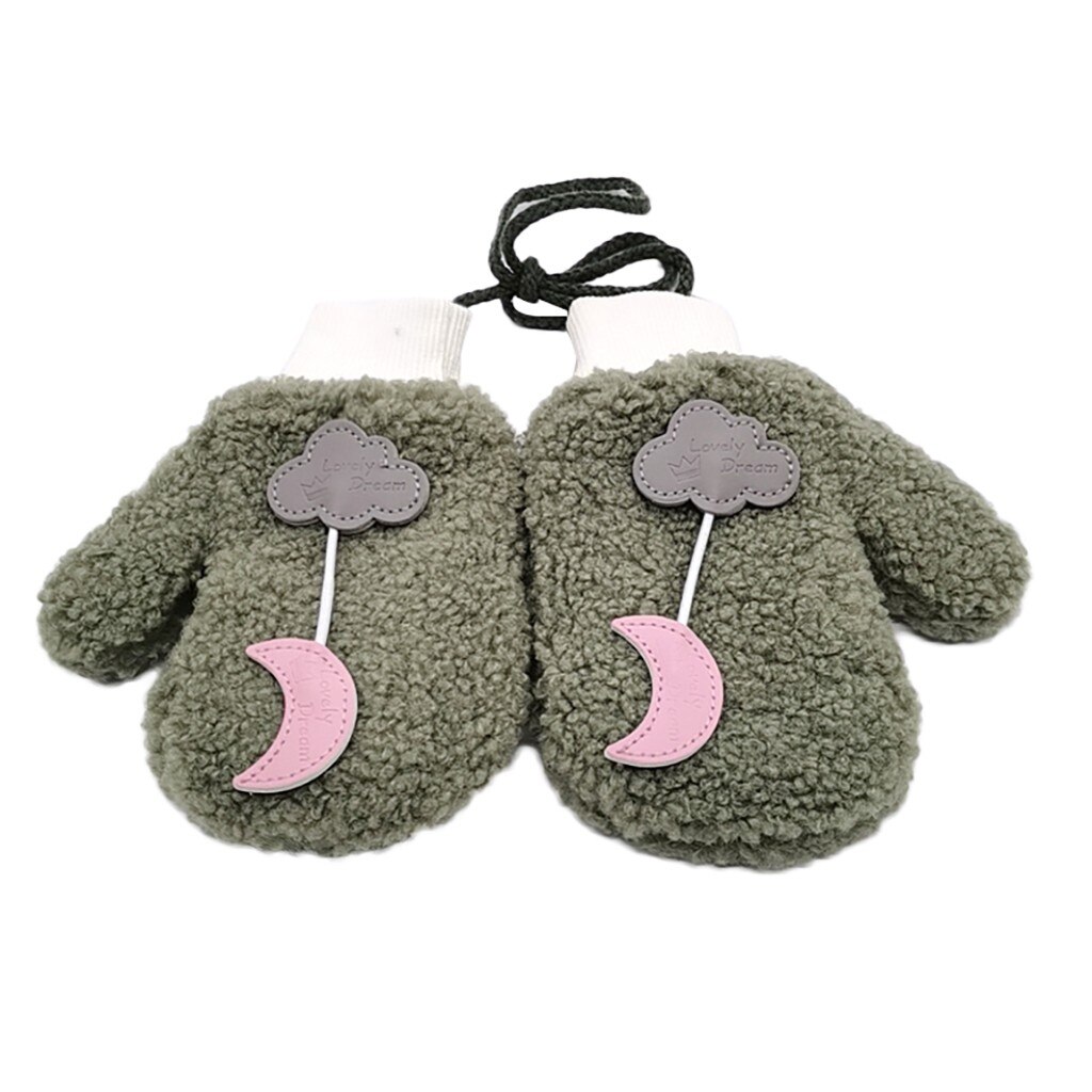 Kinder Handschuhe Winter Kinder Mädchen Winter Nette Cartoon Print Villus Warm Halten Winter Kinder Handschuhe Handschuhe Rekawiczki Dzieciece: green