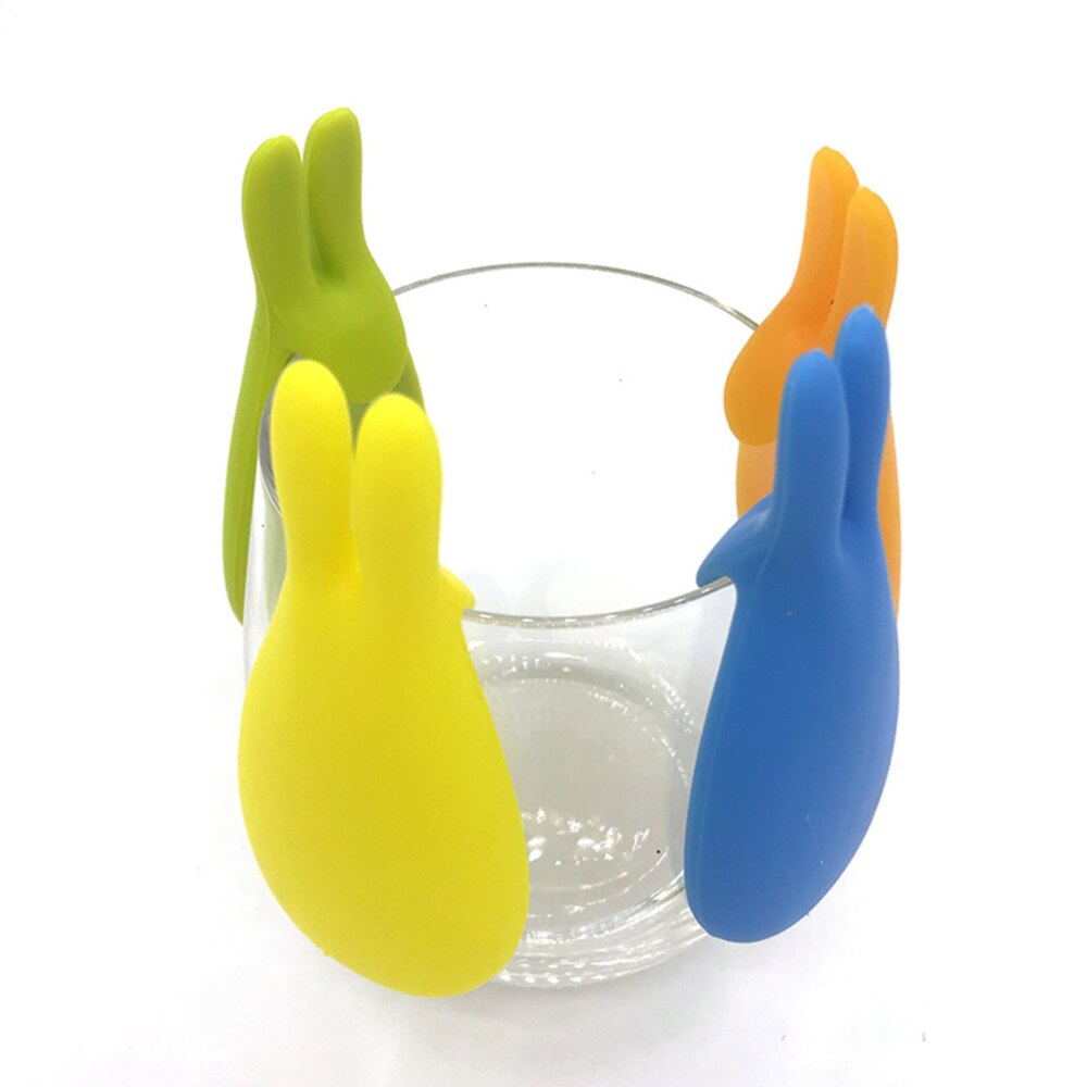 3 stuks siliconen konijn wijnglas marker drinkbeker identificatie feestbeker bord (willekeurige kleur)