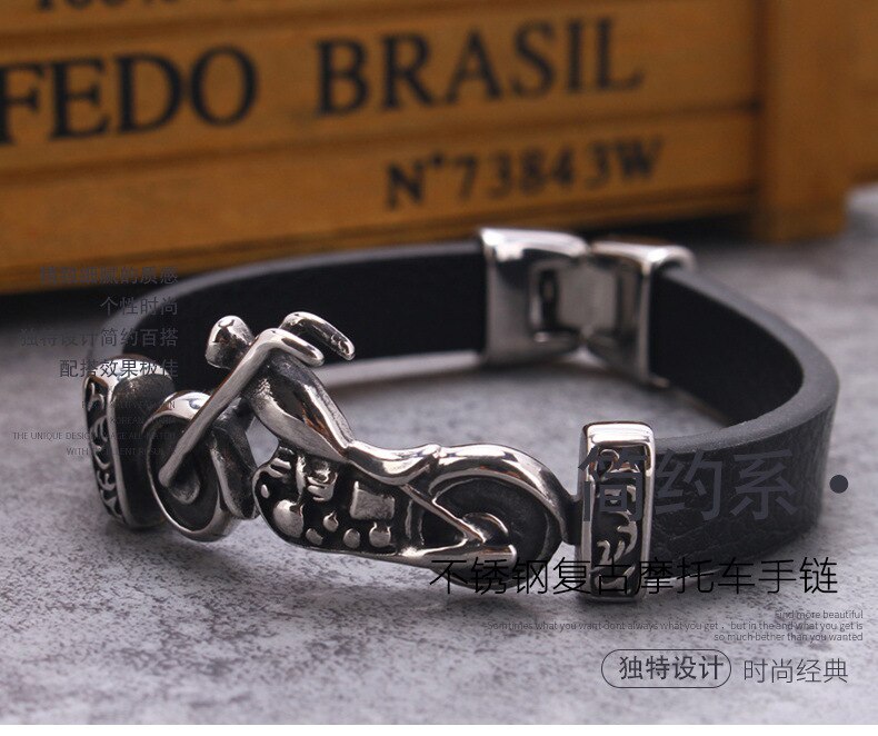 Titanium Truck Punk Armband Mannen Aanmatigend Armband Rvs Retro Motorfiets Armband Sieraden Armbanden Mannen Armband